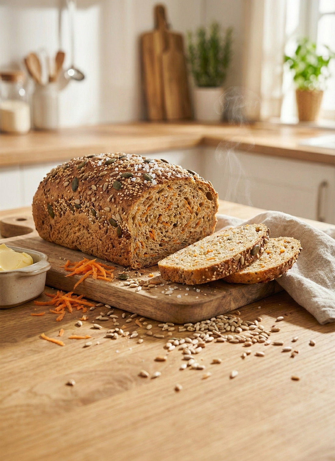 Der Vitale: Kraftfutter für deine Gesundheit (Dinkel-Möhren-Brot) - Valanoa
